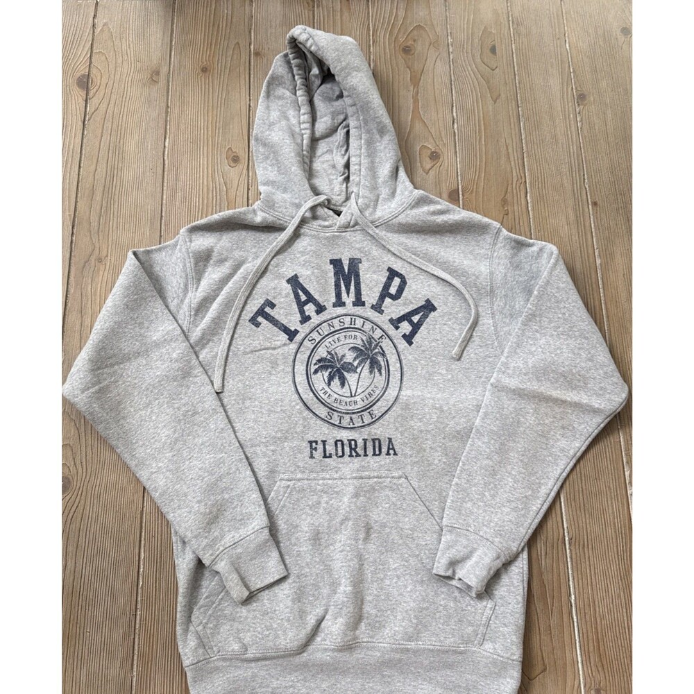 Tampa Florida Point Sportswear Pullover Hoodie Front Pocket Heather Gray - Small